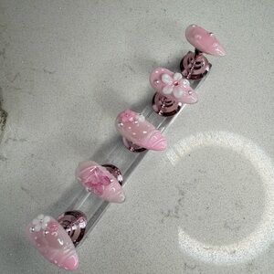 Pink Glass Flower Drawer Pulls - Set of 10- Custom make any style